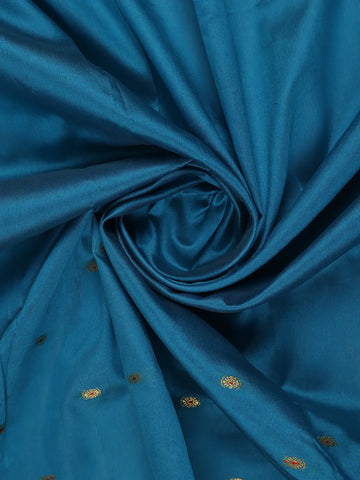 Turquoise Blue Butta Design Zari Weaving Soft Silk Saree - Diadem