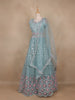 Turquoise Green Net Mirror And Floral Embroidery Bridal Lehenga - Diadem