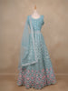 Turquoise Green Net Mirror And Floral Embroidery Bridal Lehenga - Diadem