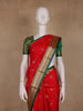 Vermilion Red Floral Motif Banarasi Silk Saree - Diadem