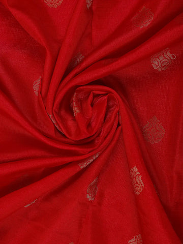 Vermilion Red Floral Motif Banarasi Silk Saree - Diadem