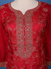 Vermilion Red Floral Designed Semi Silk Palazzo Salwar Suit - Diadem