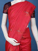 Vermilion Red Striped Pattern Silk Saree - Diadem