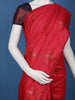 Vermilion Red Striped Pattern Silk Saree - Diadem