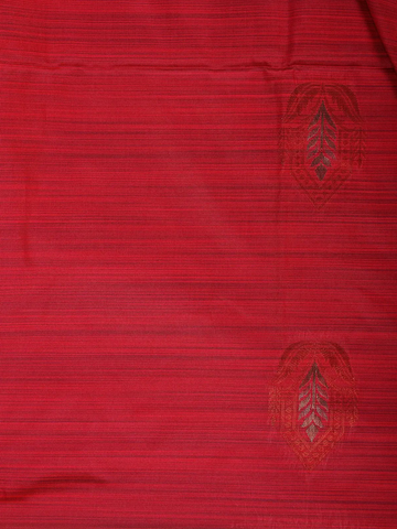 Vermilion Red Striped Pattern Silk Saree - Diadem