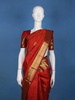 Vermillion Red Woven Checks Pattern Zari Border Silk Saree - Diadem