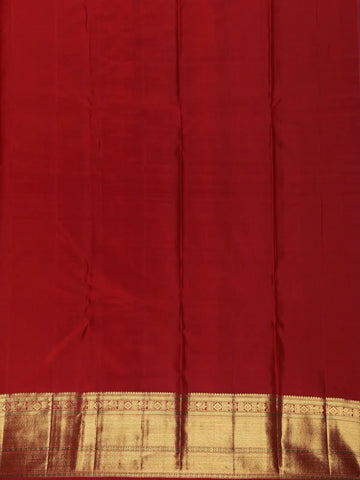 Vermillion Red Woven Checks Pattern Zari Border Silk Saree - Diadem