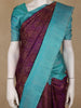Violet Floral Checks Woven Pure Kanchipuram Silk Saree - Diadem