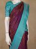 Violet Floral Checks Woven Pure Kanchipuram Silk Saree - Diadem