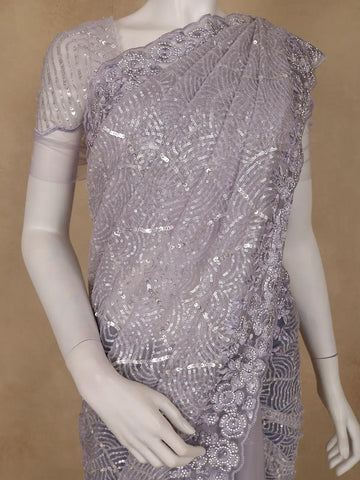 Violet Sequins Designed Net Saree - Diadem