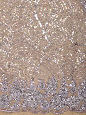 Violet Sequins Designed Net Saree - Diadem