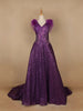 Violet Floral And Sequins Worked Net Party Wear Gown - Diadem