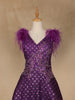 Violet Floral And Sequins Worked Net Party Wear Gown - Diadem