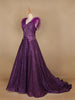Violet Floral And Sequins Worked Net Party Wear Gown - Diadem