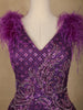 Violet Floral And Sequins Worked Net Party Wear Gown - Diadem