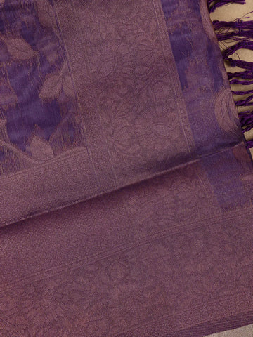 Violet Floral Design Tissue Silk Saree - Diadem