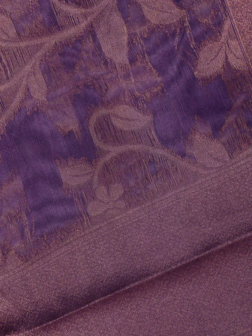 Violet Floral Design Tissue Silk Saree - Diadem