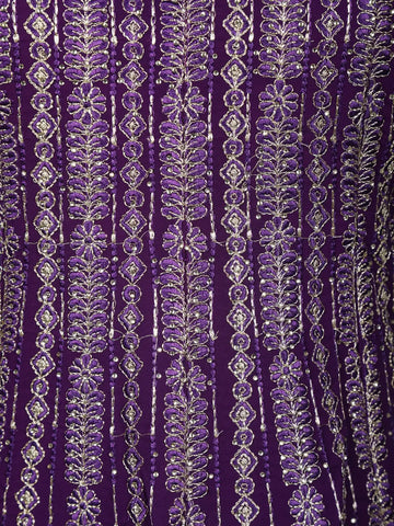 Violet Floral Embroidered Georgette Palazzo Suit - Diadem
