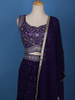Violet Floral Embroidery Georgette Lehenga - Diadem