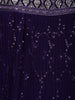 Violet Floral Embroidery Georgette Lehenga - Diadem