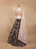 Peach Wedding Bridal Lehenga with Sequins Beads Floral Design - Diadem