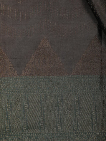 Walnut Brown Solid Design Woven Silk Saree - Diadem