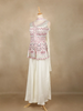 White Floral Embroidered Georgette Palazzo Salwar Suit - Diadem
