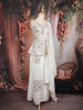 Off-White Floral Embroidered Georgette Peplum Palazzo Suit with Dupatta