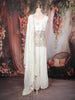 Off-White Floral Embroidered Georgette Peplum Palazzo Suit with Dupatta
