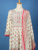 White Floral Printed Synthetic Salwar Suit - Diadem