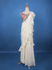 White Solid Design Ruffle Drape Cotton Ready To Wear Saree - Diadem