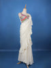 White Solid Design Ruffle Drape Cotton Ready To Wear Saree - Diadem