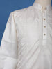 White Solid Silk Kurta For Men - Diadem