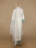 White Floral And Sequins Embroidered Cotton Straight Cut Salwar Suit - Diadem