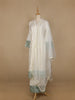 White Floral And Sequins Embroidered Cotton Straight Cut Salwar Suit - Diadem