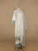 White Floral And Sequins Embroidered Cotton Straight Cut Salwar Suit - Diadem