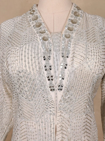 White Floral Designed Georgette Salwar Suit - Diadem