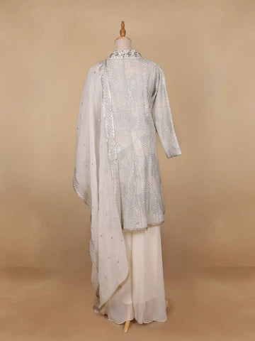 White Floral Designed Georgette Salwar Suit - Diadem