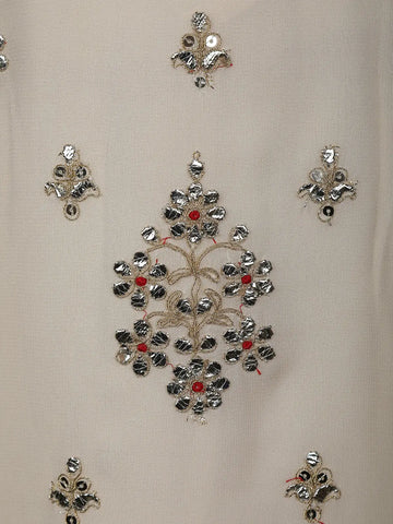 White Floral Designed Georgette Salwar Suit - Diadem