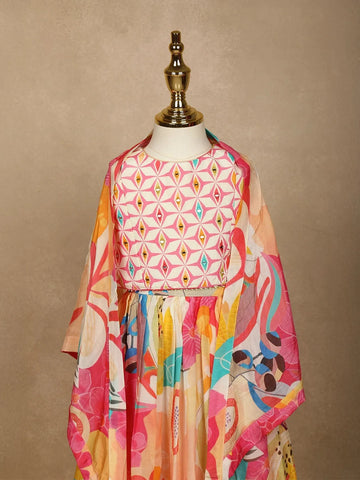 White Floral Designed Semi Silk Lehenga - Diadem