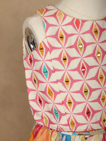 White Floral Designed Semi Silk Lehenga - Diadem