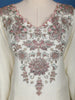 White Floral Embroidery Cotton Palazzo Salwar Suit - Diadem