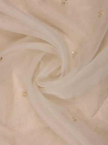 White Floral Embroidery Organza Designer Saree - Diadem