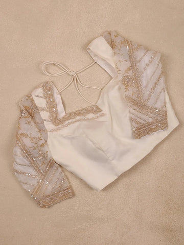 White Floral Embroidery Organza Designer Saree - Diadem