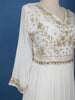 White Sequins And Floral Embroidery Crepe Gown - Diadem