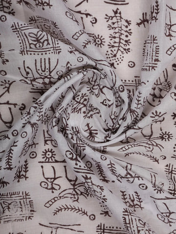 White Warli Designed Cotton Saree - Diadem