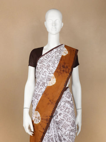 White Warli Designed Cotton Saree - Diadem