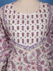 White and Purple Paisley Floral Printed Cotton Salwar Suit Set - Diadem