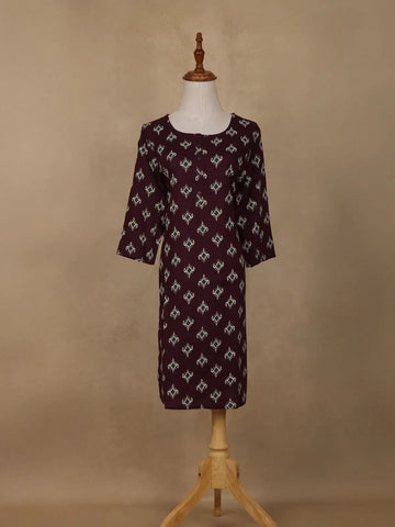 Wine Diamond Design Print Rayon Kurti - Diadem