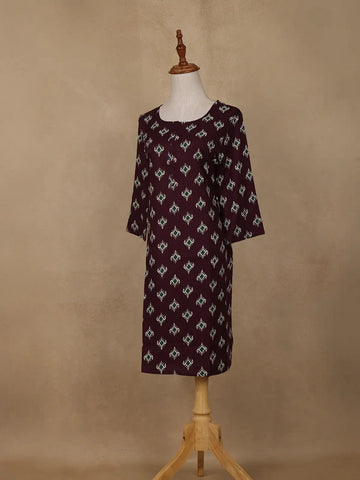 Wine Diamond Design Print Rayon Kurti - Diadem